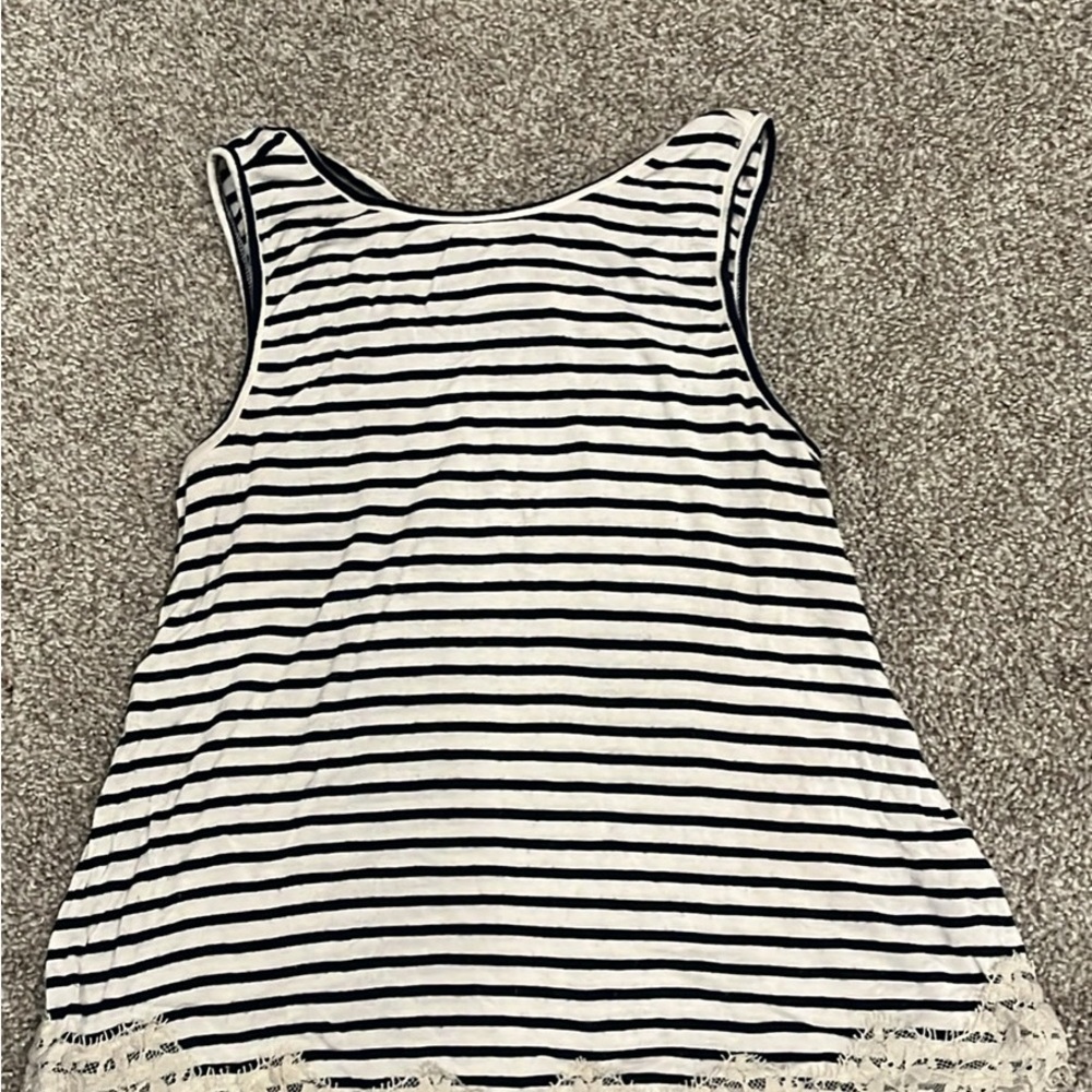 Rewind Black and White Striped Sleeveless Tank Top